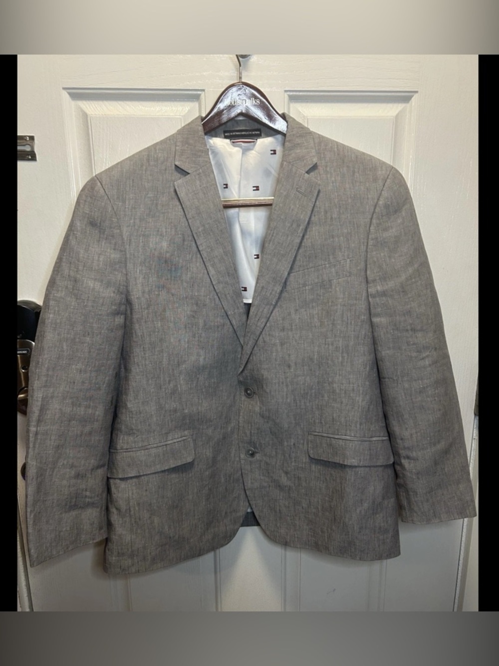 Tommy Hilfiger Men’s 100% Linen Sport Coat Blazer Gray Size 42R Breathable NWOT